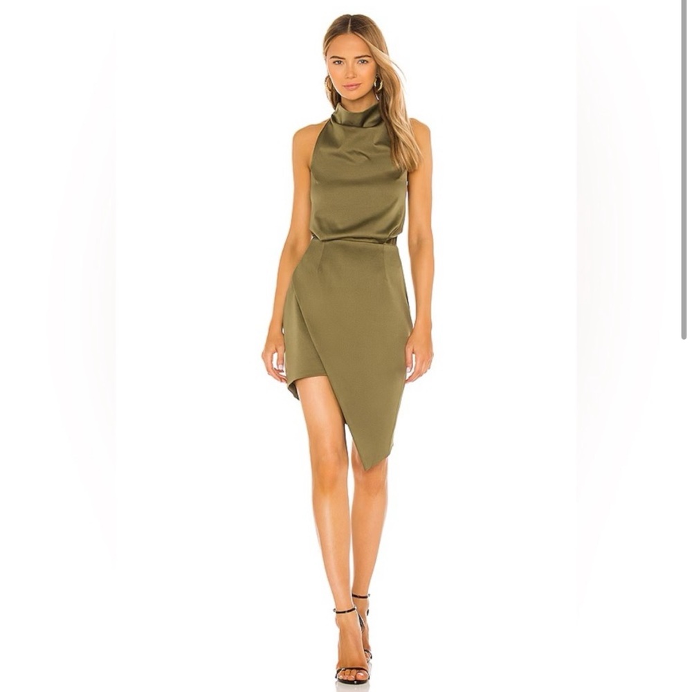 NWT Eliatt Olive Green Halter Sleeveless Dress XS